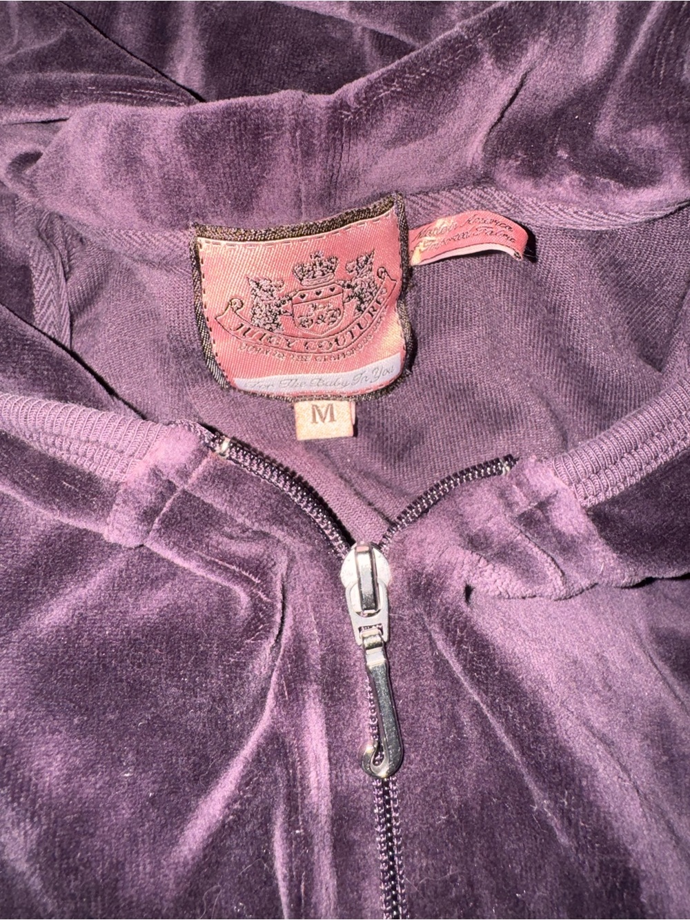 🏷️SOLD! 🏷️Juicy Couture Purple Velour Track Jacket Size Medium Purple /Plum - Picture 3 of 6
